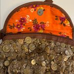 GOLD SEQUIN BEADED WRISTLET WITH BROWN LEATHER NO BRAND TAG MADE IN INDIA Photo 7