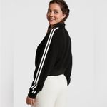 PINK - Victoria's Secret Victoria’s Secret PINK Preppy Cropped Polo Sweatshirt Black White Small Photo 2