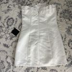 Lulus Unforgettable Icon White Satin Strapless Floral Mini Dress Size Medium NWT Photo 3