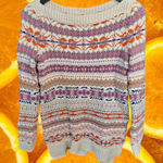 Ralph Lauren Lauren Ralph‎ Lauren Scoop Neck White and Geometric Sweater Photo 0