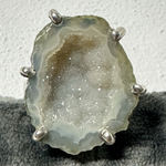 Roberta Vallina Joyeria Artesanal Gray Solar Quartz Geode Ladies Ring Size 6 Silver Photo 0