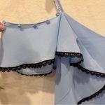 Adelyn Rae Blue Cold Shoulder Ruffle Blouse Top One Size NWOT Photo 2