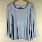 Chico's  Blue Square Neck Ribbed Blouse Photo 1