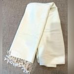 Pashmina Large Rectangle  white Shawl with Fringe Photo 0