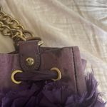 Juicy Couture Vintage 100% Silk Chiffon Ruffle Leather purple  DayDreamer Bow Bag Photo 12