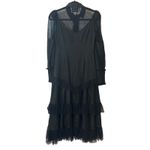 Alexis Evarra Black Sheer Lace Midi Dress XS NWT $975 Photo 3