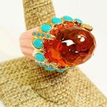 NWT Parker Kennedy “Candi” Statement Cocktail Ring Size 7/8 MSRP $90 Blue Photo 0