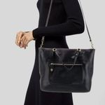 Coach Poppy Textured Patent Small Blaire Tote/Crossbody Brass / Navy Photo 0