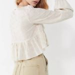 Urban Outfitters  Top florence embroidered floral ruffle crop womens Beige medium Photo 7