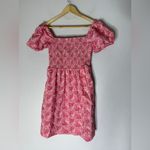 J.Crew  Pink Floral Smocked Puff Sleeve Flowy Poplin Mini Dress Tropical XS Photo 1