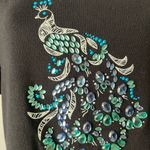 Karen Scott  Black Top with Peacock Design Photo 2