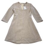 Mango Suit Dress Womens Small US 4 Beige Pink Tweed A-Line 3/4 Sleeve Lined Photo 0