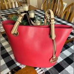 MICHAEL Michael Kors Jet Set Medium Red and Tan Leather Tote Bag Photo 2