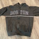 Boston travel destination graphic hoodie full zip sweatshirt gray Small Photo 1