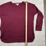 Michael Kors Womens Burgundy Crew Neck Long Sleeve Sweater Top XL Gold Button Photo 5