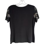 TRIBAL Black Embroidered Lace Sheer‎ Stretch Short Sleeve Blouse Top Size Small Black Photo 1