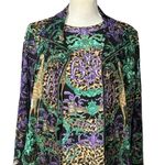 Damee Twin Set Size Large Animal Print Purple Cardigan Artsy Boho Statement Black Photo 11