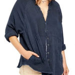 Free People  We the Free Summer Day Dream Long Sleeve Navy tunic Blouse Size M Photo 0