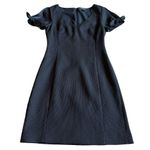 Club Monaco Navy Blue Sheath Dress Textured Fabric Short Bow Sleeves Size 4 Photo 0