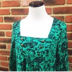 Anthropologie  Square Neck Floral Mini Dress sz 2 Maeve Blue Teal Dress Photo 1