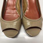 Cole Haan  Open Toe Wedge Patent Leather Shoes | 8B Tan Neutral Peep Toe Photo 1