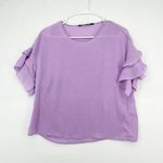 ZARA  Women Purple Ruffle Sleeve Cropped Summer Polyester Blouse Size Small Photo 1