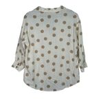ZARA Button Up Shirt Textured Polka Dot Collared Long Sleeve Small Ivory Beige Photo 3