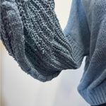 Pink Rose  Dusty Blue Cable Knit Lace-Up Sweater – Size L Photo 5