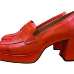 Miz Mooz Penni Red Leather Platform Heeled Loafer Womens 37 / US 6.5-7 Twee Photo 0