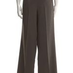 St. John Wide Trouser Pants Flat Front No Pockets Size 12 Wide Leg Green Grey Photo 2