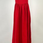 Farm Rio NWT  Stretch Linen Blend Cami Maxi Dress Size S Classic RED Photo 5