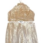 Lovers + Friends Lovers and‎ Friends Rachel Lilium Sequin Gown Size Large Beige Halter Neck Photo 13
