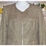 Anne Klein Ladies 2 Piece Gold Metallic Linen Blend Skirt Suit Size 12 Career Photo 2