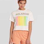 Mad Engine NWT Polaroid White Short Sleeve Babydoll Tee New Photo 0