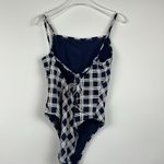 Sea Angel Square Neck One Piece Swimsuit Navy & White Plaid Size Small Photo 6