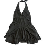 Beaudrm Tiered Mini Dress Size XL Black Sleeveless Halter Tie Neck Cross Pendant Photo 0