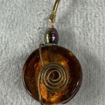 Vintage Boho Copper Amber Glass Teardrop Pierced Spiral Earrings Set Fall Colors Brown Photo 14