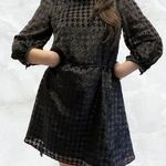 Ann Taylor Whymsygoth Black Suede Dress with Mesh Long Sleeves and Two Layers. Zipper. NWT Photo 0