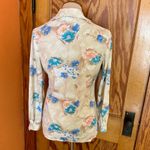 Vintage 70s floral polyester disco shirt Tan Size M Photo 10