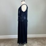 Alex Evenings  Sequined Chiffon Midi A-Line Cocktail Dress Navy Blue Size 24W Photo 4