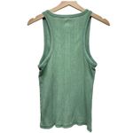 Aerie  Tank Top Womens L Green Henley Sleeveless Ribbed Waffle‎ Knit Stretch Photo 1