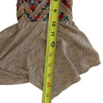 Democracy  Beige Embroidered Floral Trim Top Womens Size Medium Boho Photo 6