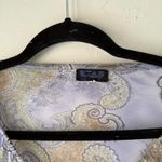 Star City Y2K Small Blue Paisley Retro Hippie Artsy Asymmetrical Sheer Top rain Photo 4