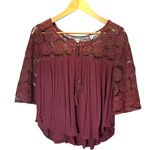 American Eagle  Women’s Bohemian Peasant Lace Coquette Girl Top Size Medium Pink Photo 0