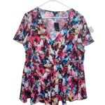 Torrid  size 2 2x multicolor floral twist front top short sleeve shirt bright fun Photo 1