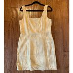 Old Navy  yellow gingham plaid linen square neck mini dress large Photo 7