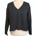 Time & Tru Women's V-Neck Knit Top with Long Sleeves Charcoal Heather (Black/Gray) •Size Medium (8-10) Photo 1