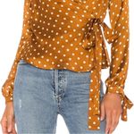 Revolve Tularosa Charmaine Wrap Top in Camel Polka Dots Medium NWT Photo 4