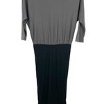 Alice + Olivia Batwing Dress Dolman Sleeve Ruched Midi Skirt Gray Black Medium Photo 0