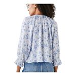 Rails  Mariah Linen-Blend Floral Blouse Size XS in Blue Blossoms Boho Cottagecore Photo 1